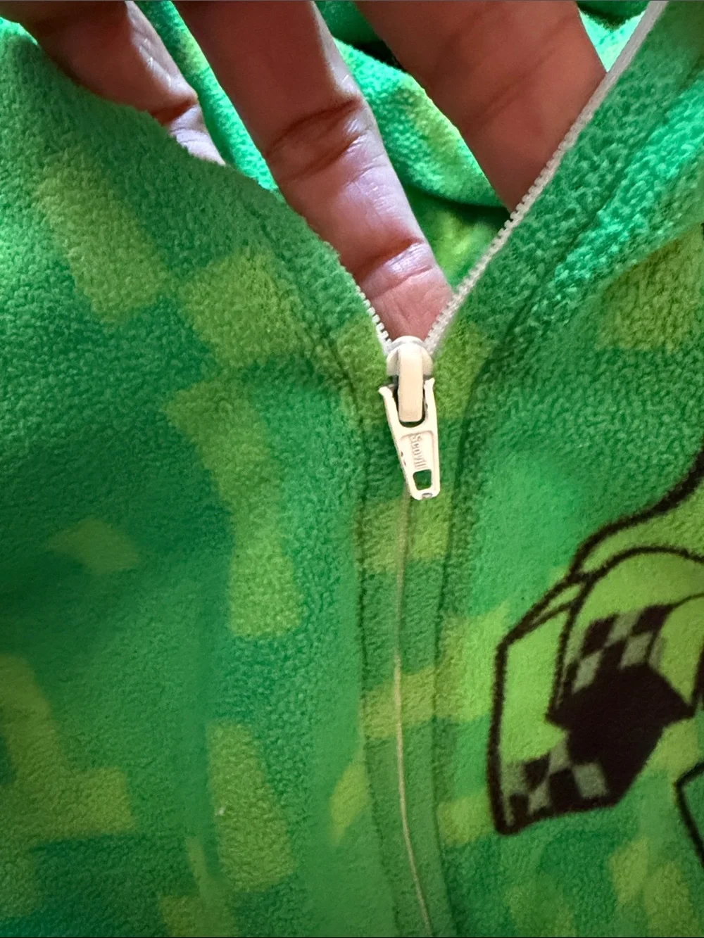 Minecraft Green Fleece Hoodie Onesie  Pajamas Teen  14/16